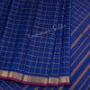 Dark Blue Checked Silk Saree And Pink With Zari Border - Kumaran Silks
