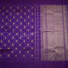 Purple Checked Silk Saree With Peacock And Chakra Buttas And Self Border