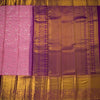 Rose Pink Silk Saree With Birds Design In Silver Zari And Purple Zari Border