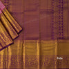 Rose Pink Silk Saree With Birds Design In Silver Zari And Purple Zari Border