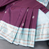 Dark Purple Silk Saree With Silver Peacock And Chakra Buttas And Silver Zari Border