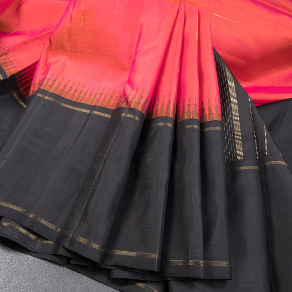 Shot Colour Silk Saree With Malli Moggu Zari Buttas And Black Temple Border