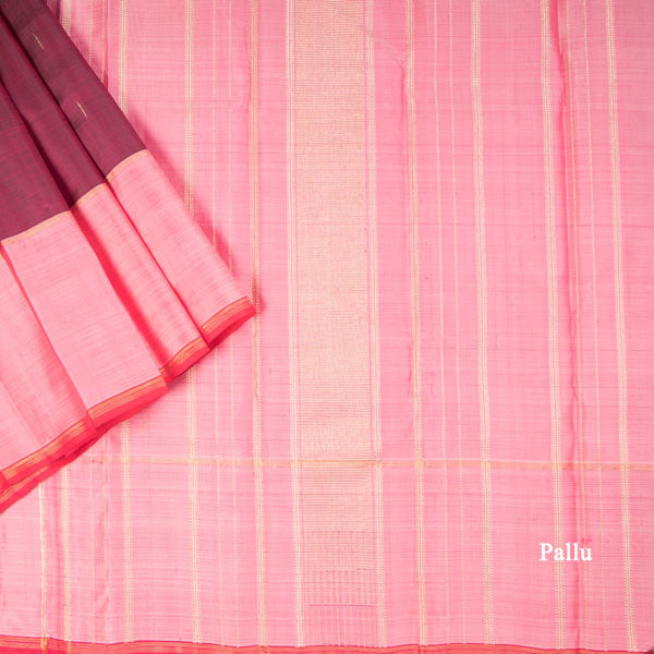Dark Pink Silk Saree With Malli Moggu Zari Buttas And Pink Border