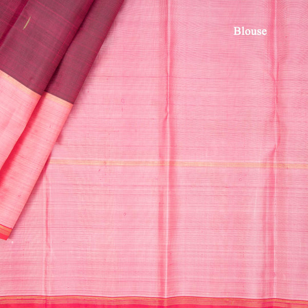 Dark Pink Silk Saree With Malli Moggu Zari Buttas And Pink Border