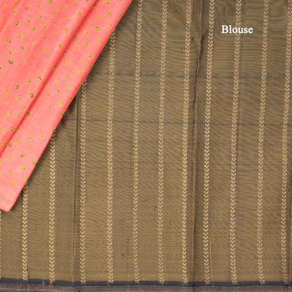 Fiery Rose Pink Borderless Silk Saree With Hand Painted Work In Dot Design