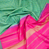 Green Hand Painted Silk Saree In Dot Design With Self Border