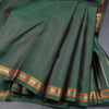 Bottle Green Plain Silk Saree And Thread With Zari Border