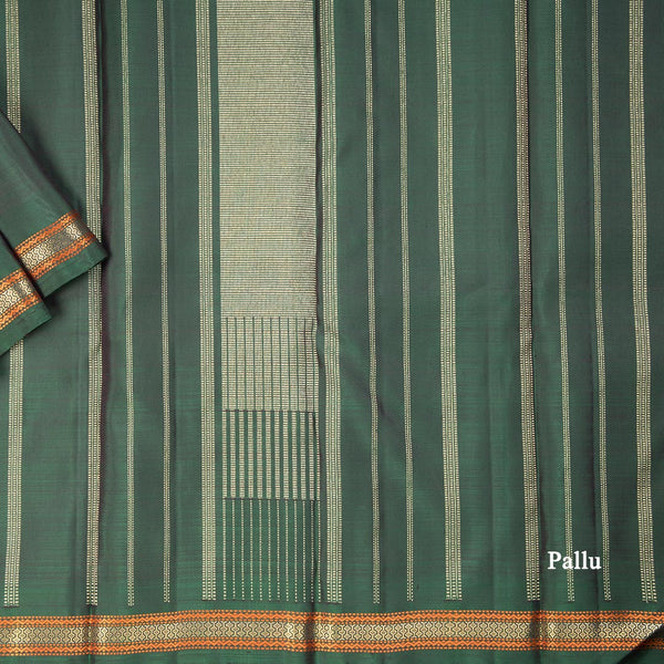 Bottle Green Plain Silk Saree And Thread With Zari Border