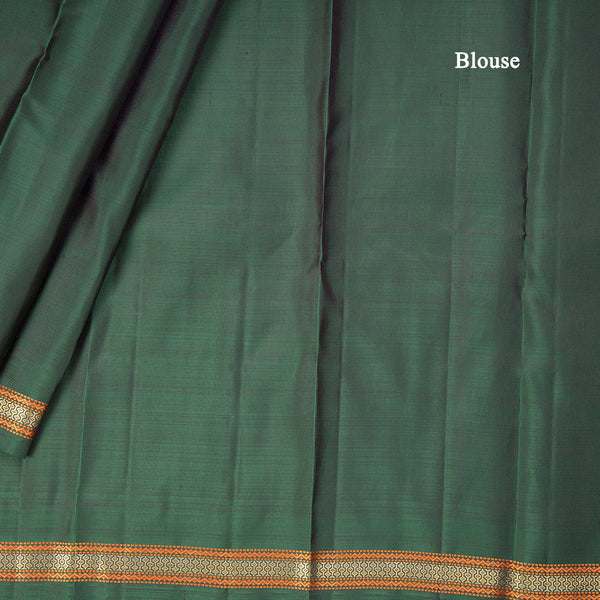 Bottle Green Plain Silk Saree And Thread With Zari Border