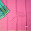 Peacock Green Plain Silk Saree With Hand Painted Kalamkari Design Border