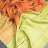 Orange Silk Saree With Hand Painted In Animal And Flower Design And Zari Border