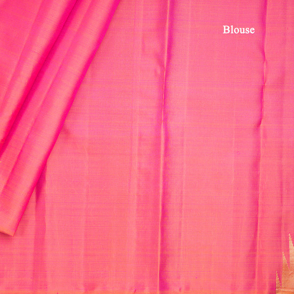 Shot Colour Plain Silk Saree With Temple Gold Zari Border