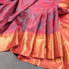 Pink Silk Saree With Floral Weaves And Pink Zari Border