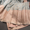 Pastel Blue Checked Silk Saree With Fancy Baby Pink Zari Border