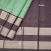 Sea Green Checked Silk Saree With Plum Shaded Border Having Silver Zari Work
