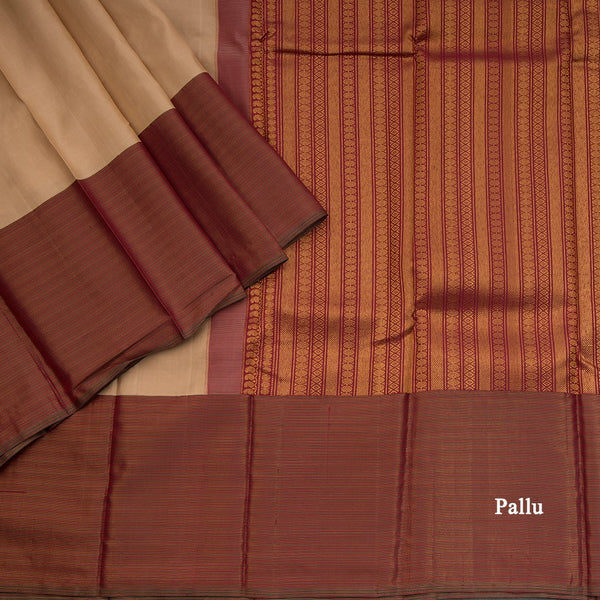 Cream Silk Saree With Maroon Border