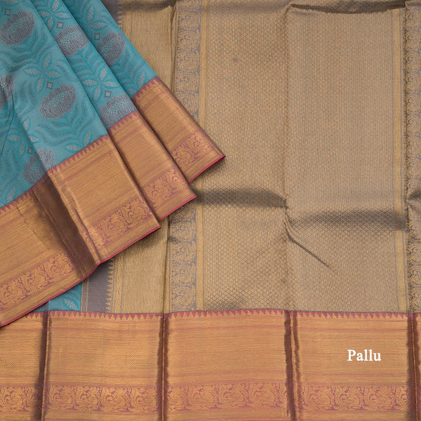 Flowers By The Water Inspired Silk Saree With Kanchi Border
