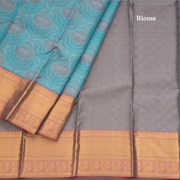 Flowers By The Water Inspired Silk Saree With Kanchi Border