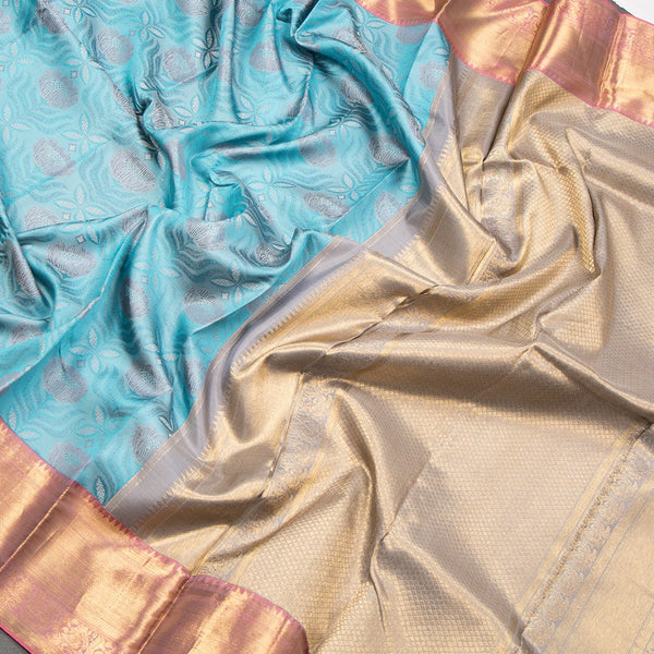 Flowers by the Water-Inspired Silk Saree with Kanchi Border