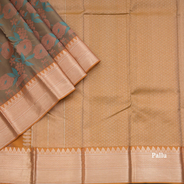 Stylish Chrysanthemum Inspired Silk Saree With Kanchi Border