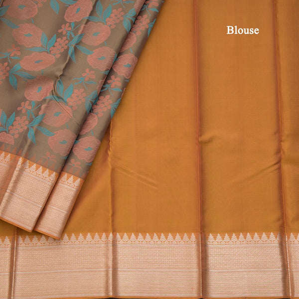 Stylish Chrysanthemum Inspired Silk Saree With Kanchi Border