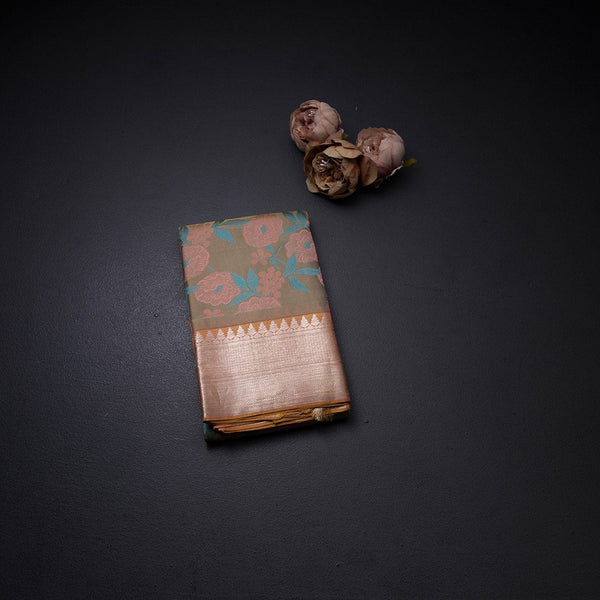 Stylish Chrysanthemum Inspired Silk Saree With Kanchi Border