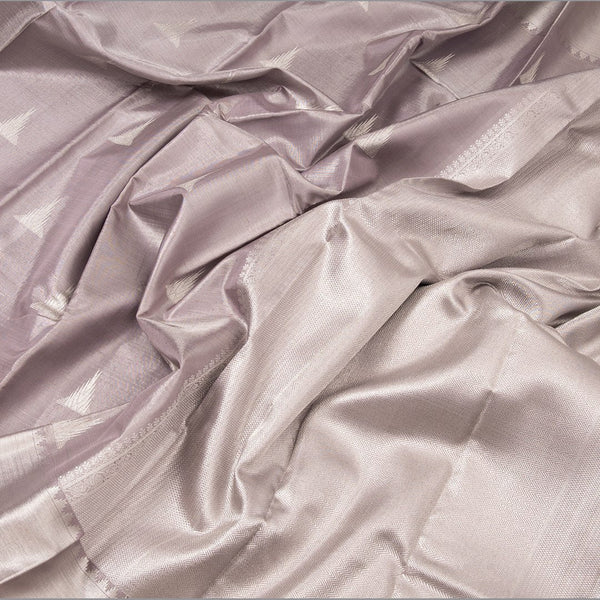 Elegant Lilac Tissue Silk Saree With Silver Zari Motifs And Gatti Zari Border - Kumaran Silks