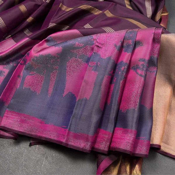 Half And Half Silk With Senic Border