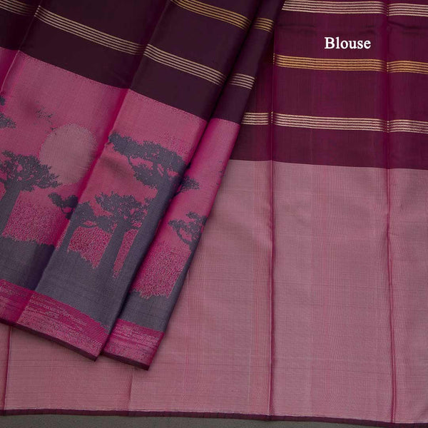 Half And Half Silk With Senic Border
