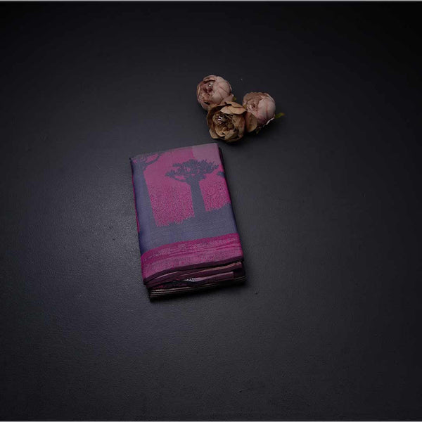 Half And Half Silk With Senic Border