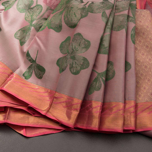 Half And Half Pink Clover Colour Silk Saree