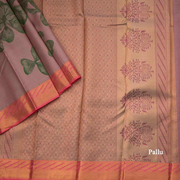 Half And Half Pink Clover Colour Silk Saree