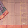 Half And Half Grey Silk Saree With Abstract And Floral Patterns