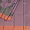 Half And Half Grey Silk Saree With Abstract And Floral Patterns