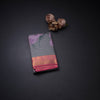 Half And Half Grey Silk Saree With Abstract And Floral Patterns