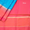 Blue Soft Silk Saree With Coin Zari Buttis And Copper Zari Worked Pink Zig Zag Pallu