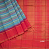 Tricoloured Striped Silk Saree With Red Temple Border