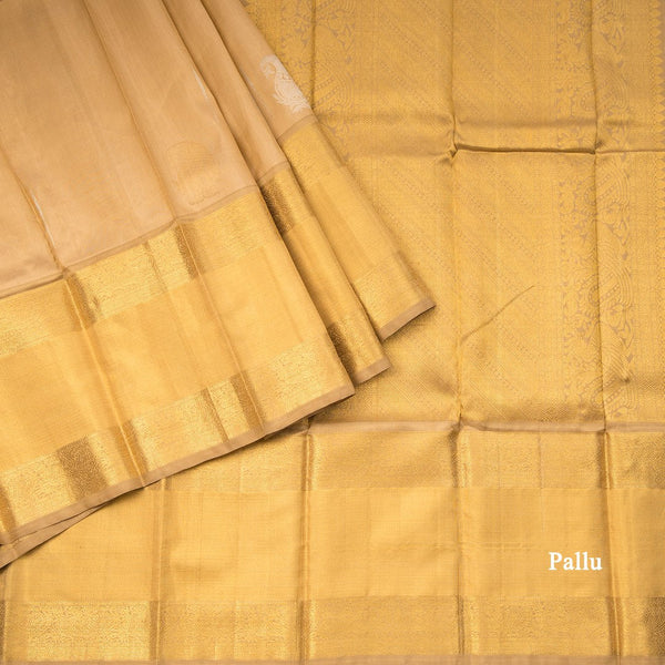 Gold Beige Silk Saree With Silver Malli Moggu And Paisley Patterns In Silver Zari