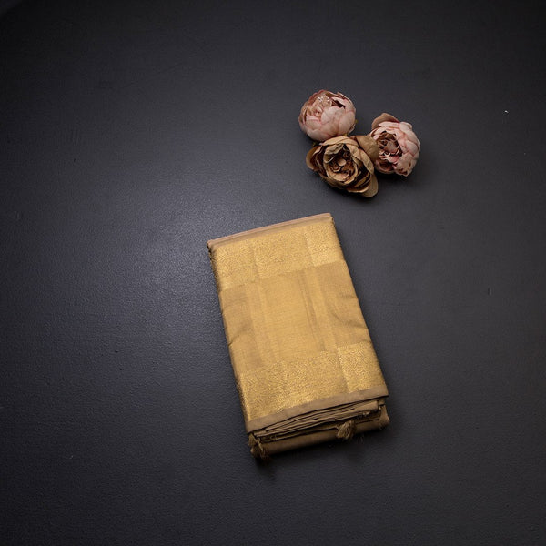 Gold Beige Silk Saree With Silver Malli Moggu And Paisley Patterns In Silver Zari