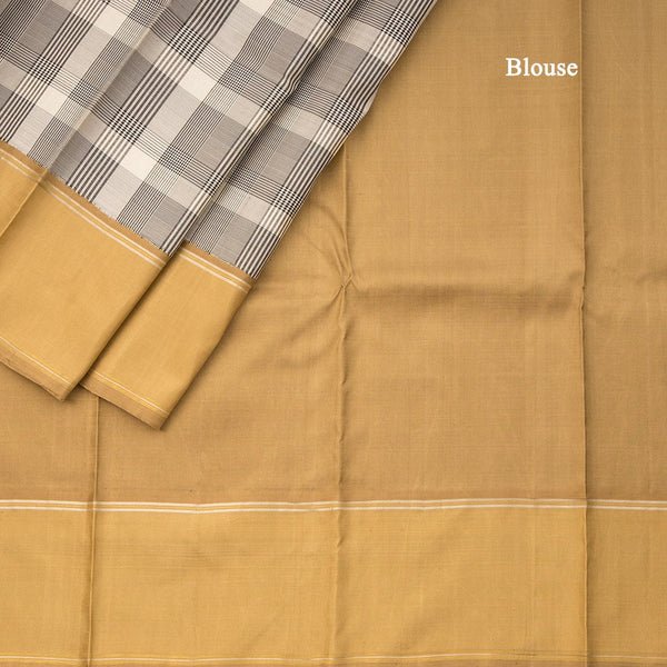 Black Checked Silk Saree With Golden Border