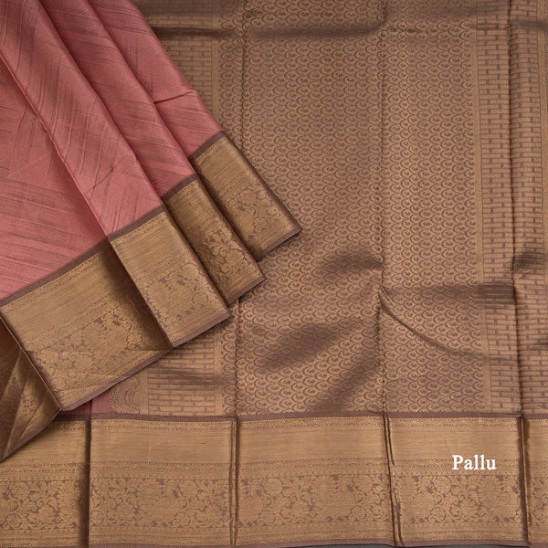 Amaranth Pink Stylishly Woven Silk Saree With Brown Zari Border