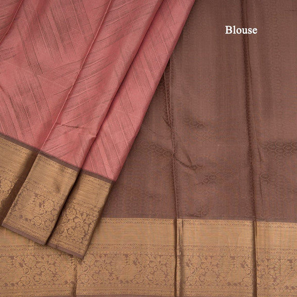 Amaranth Pink Stylishly Woven Silk Saree With Brown Zari Border