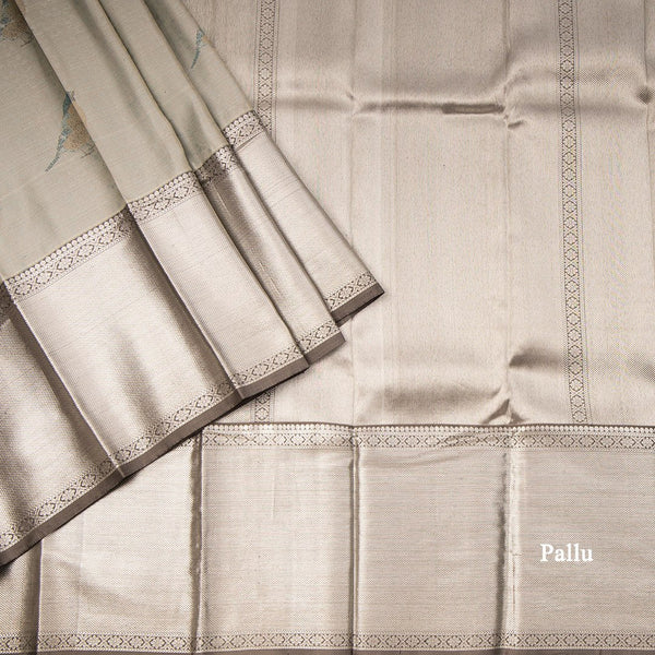 Silver Bird Inspired Silk Saree With Kanchi Border