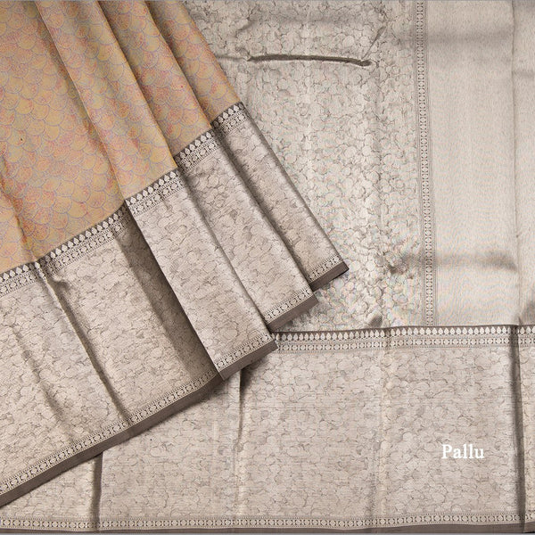 Mother Of Pearl Inspired Silk Saree With Kanchi Border