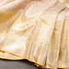 Silver And Copper Tissue Saree With Yellow Silver Zari Worked Border