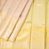 Silver And Copper Tissue Saree With Yellow Silver Zari Worked Border