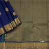 Traditional Navy Blue Kanchipuram Silk Saree With Peacock And Chakram Motifs