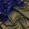 Traditional Navy Blue Kanchipuram Silk Saree With Peacock And Chakram Motifs