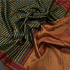 Bottle Green Kanchipuram Silk Saree With Vertically Running Chakra And Peacock Designs