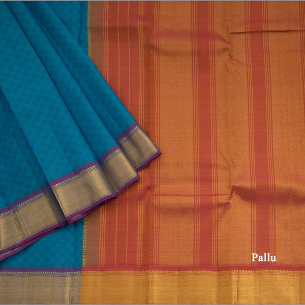 Blue Pai Madi Kanchipuram Silk Saree With Traditional Bavanji Border